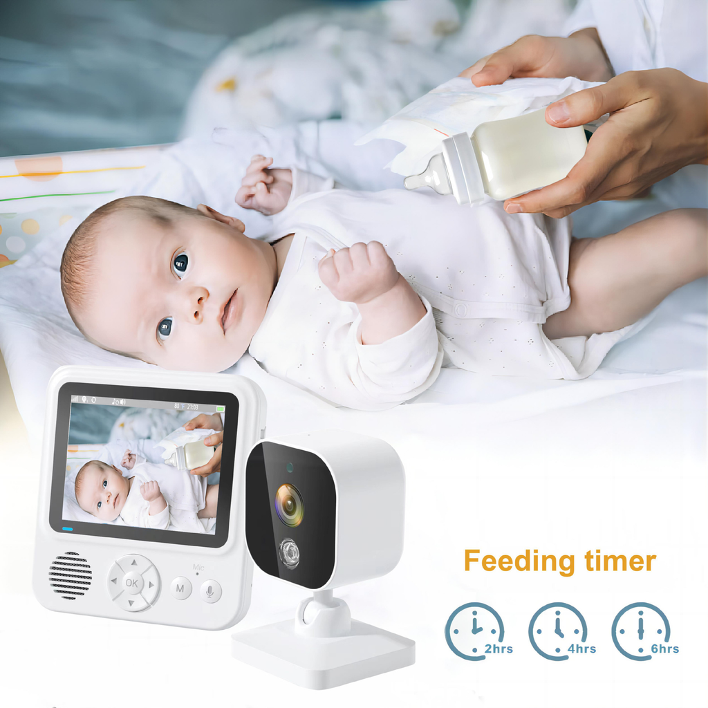 Baby Monitor Feeding Timing Bidirectional Voice Temperature Monitoring Music Soothing Lullaby Baby Monitor