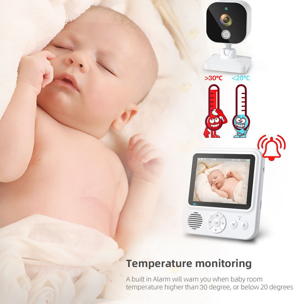 Baby Monitor Feeding Timing Bidirectional Voice Temperature Monitoring Music Soothing Lullaby Baby Monitor