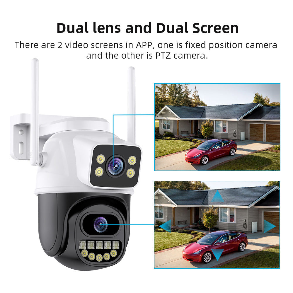 ICSEE dual lens wireless WiFi monitoring camera, high-definition full-color night vision, mobile phone remote outdoor monitor