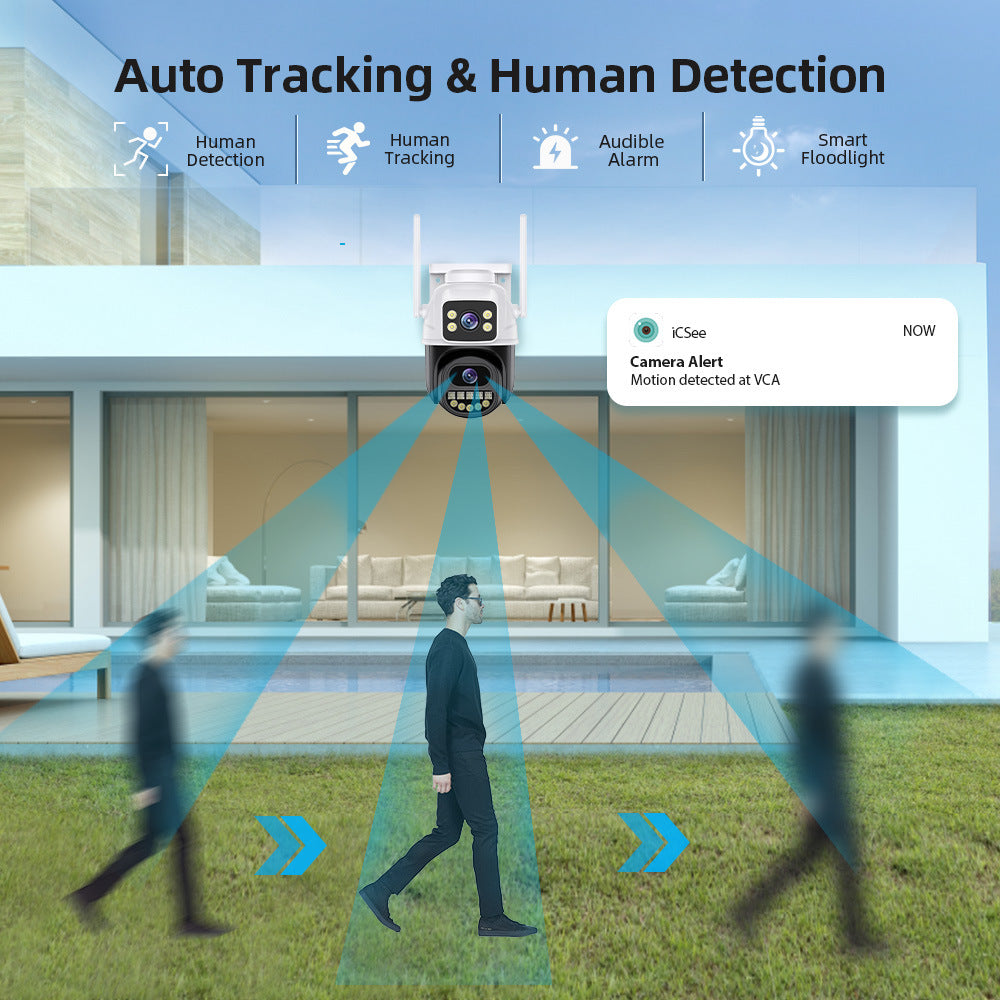 ICSEE dual lens wireless WiFi monitoring camera, high-definition full-color night vision, mobile phone remote outdoor monitor