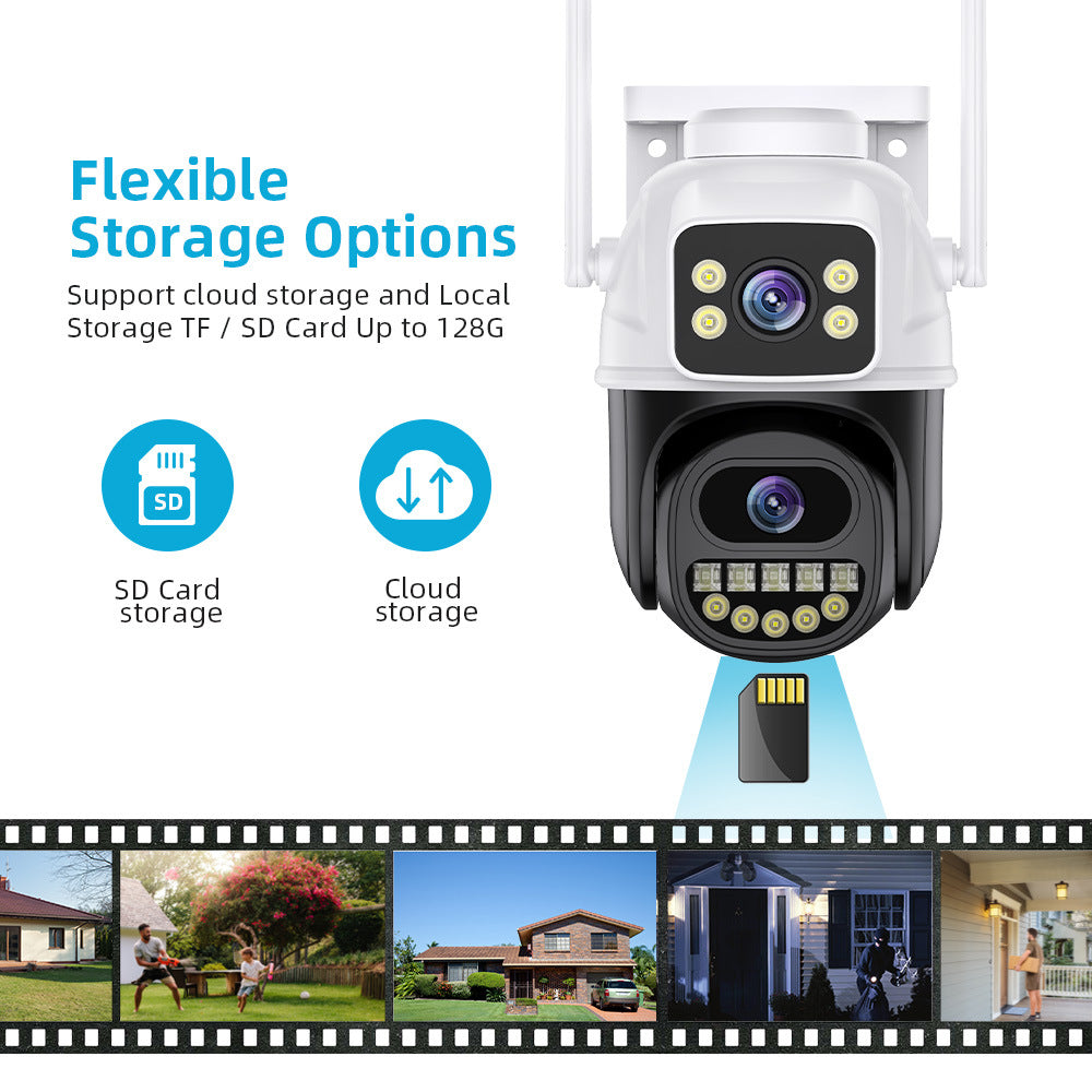 ICSEE dual lens wireless WiFi monitoring camera, high-definition full-color night vision, mobile phone remote outdoor monitor