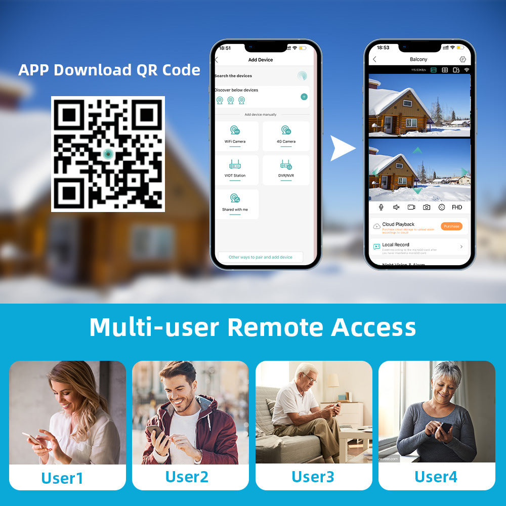 ICSEE dual lens wireless WiFi monitoring camera, high-definition full-color night vision, mobile phone remote outdoor monitor