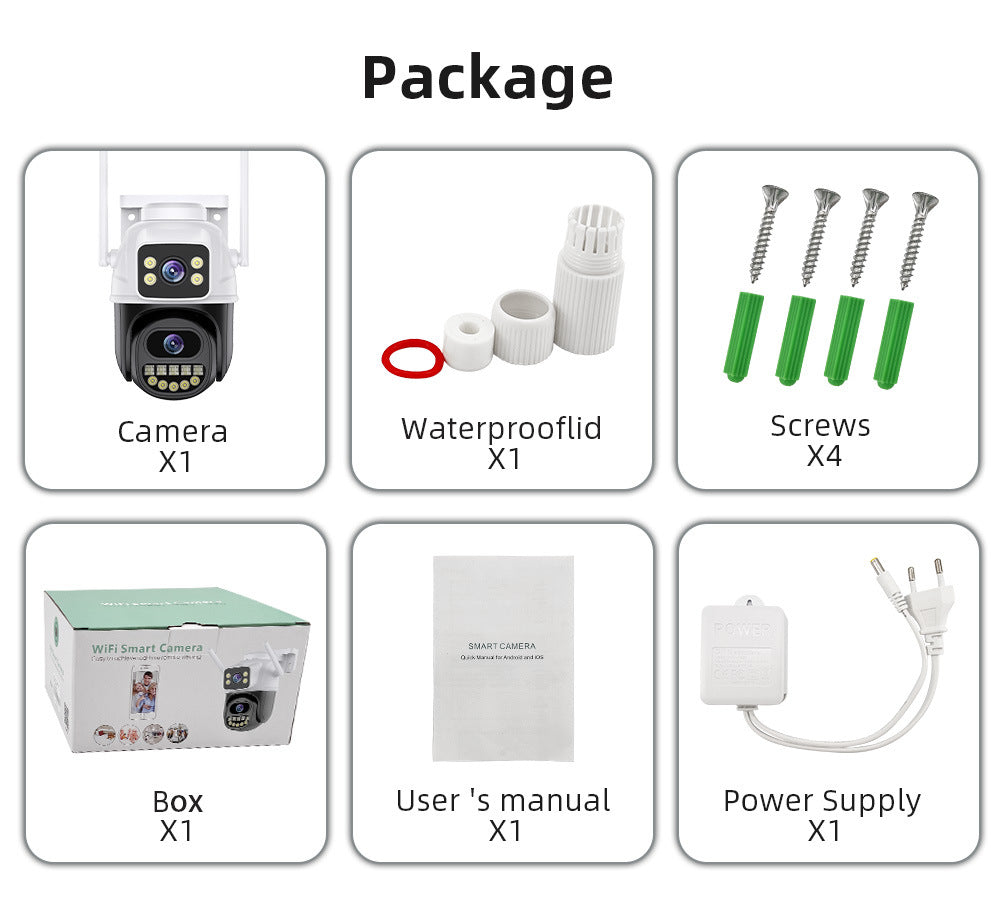 ICSEE dual lens wireless WiFi monitoring camera, high-definition full-color night vision, mobile phone remote outdoor monitor