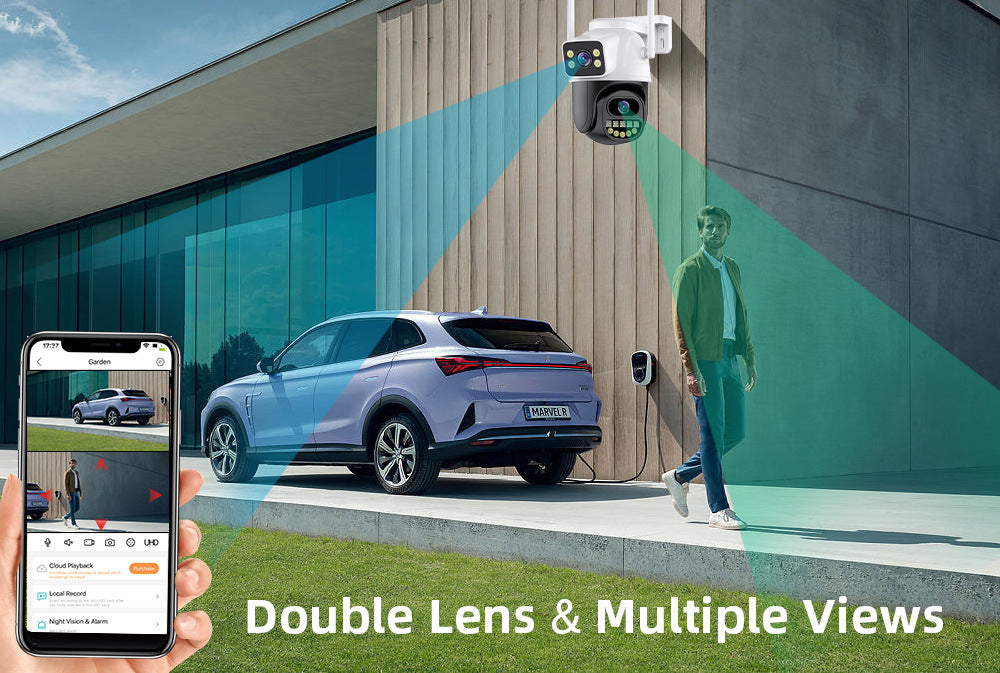 ICSEE dual lens wireless WiFi monitoring camera, high-definition full-color night vision, mobile phone remote outdoor monitor