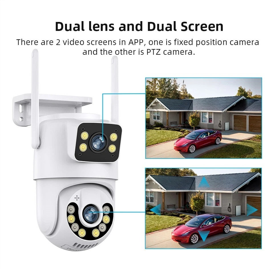 ICSee WiFi Wireless IP Camera Dual lens Full HD CCTV PTZ Home Outdoor Security