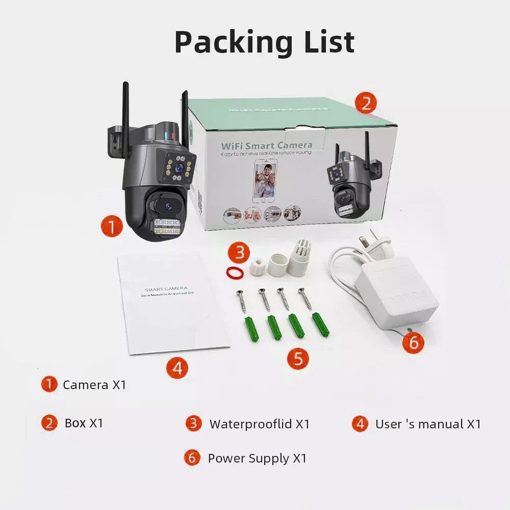 8MP Wireless WIFI Camera Outdoor CCTV PTZ Smart Home Security IR Cam IP66 4K New