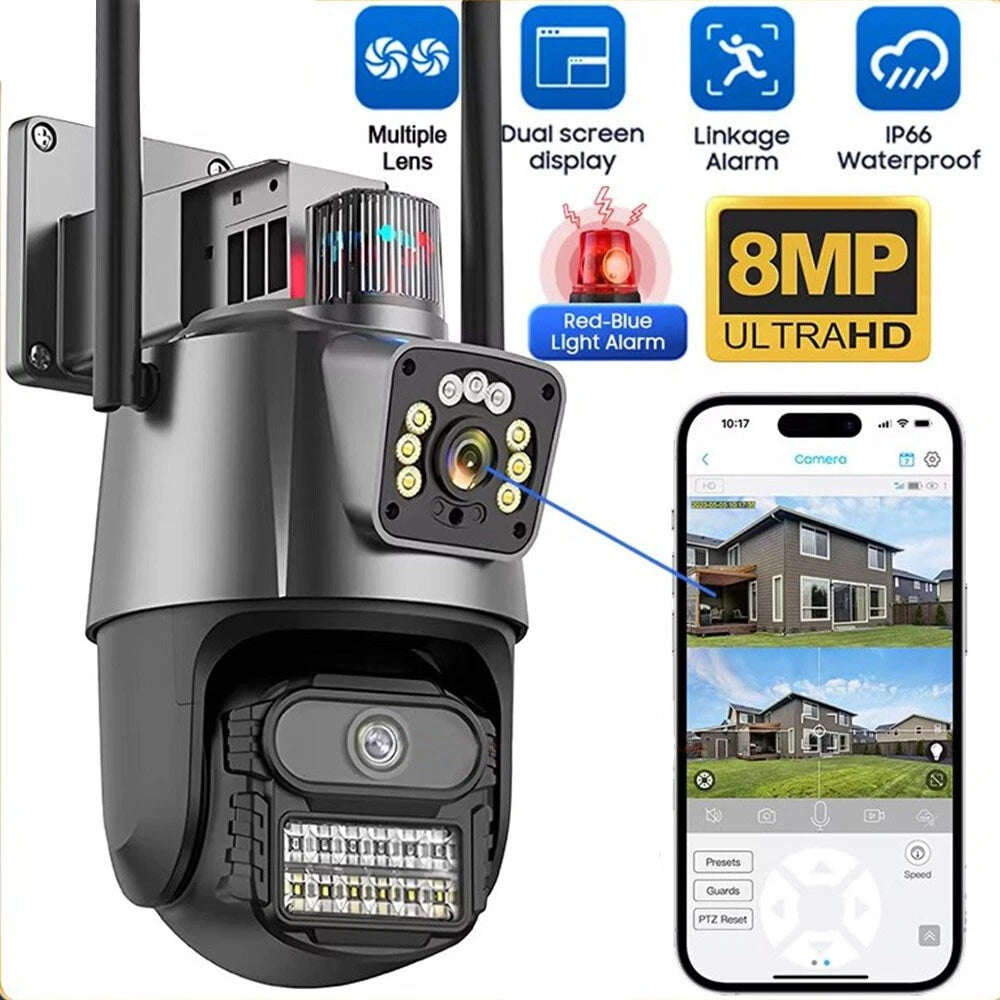 8MP Wireless WIFI Camera Outdoor CCTV PTZ Smart Home Security IR Cam IP66 4K New