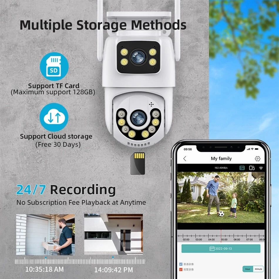 ICSee WiFi Wireless IP Camera Dual lens Full HD CCTV PTZ Home Outdoor Security