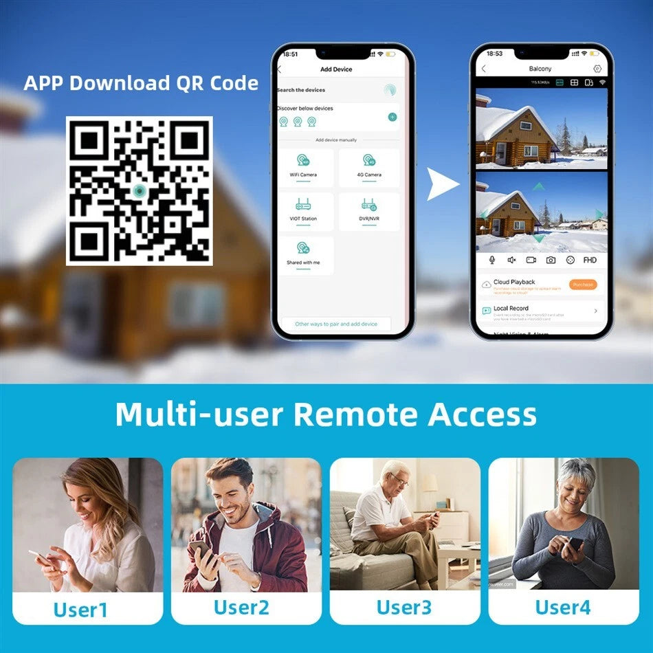 ICSee WiFi Wireless IP Camera Dual lens Full HD CCTV PTZ Home Outdoor Security