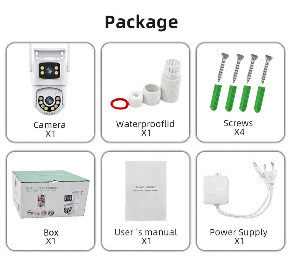 ICSee WiFi Wireless IP Camera Dual lens Full HD CCTV PTZ Home Outdoor Security