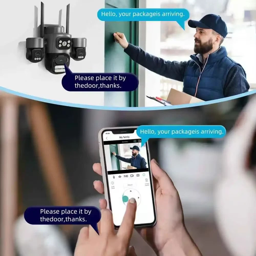 ICsee 6K HD Triple Lens PTZ Outdoor Security Camera 12MP Auto Tracking WiFi CCTV