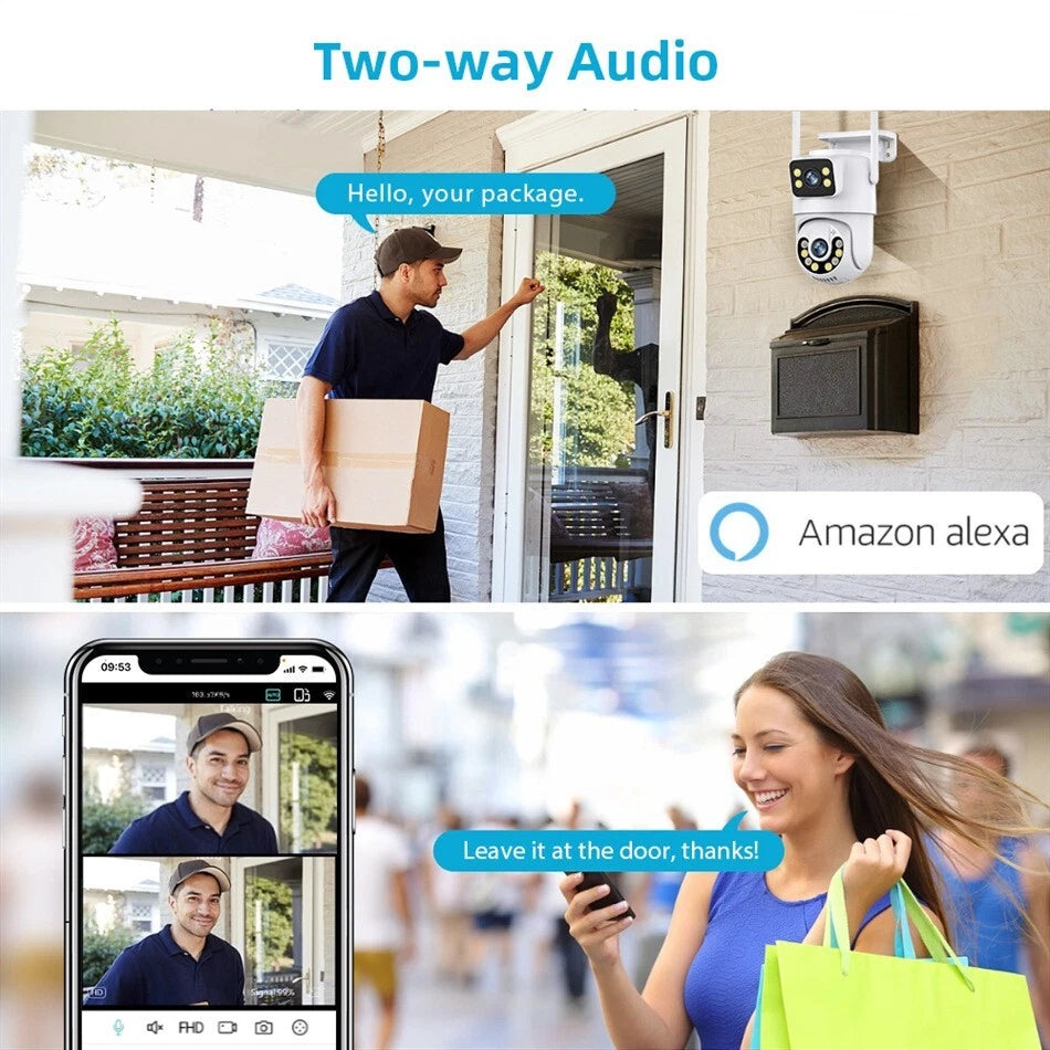 ICSee WiFi Wireless IP Camera Dual lens Full HD CCTV PTZ Home Outdoor Security