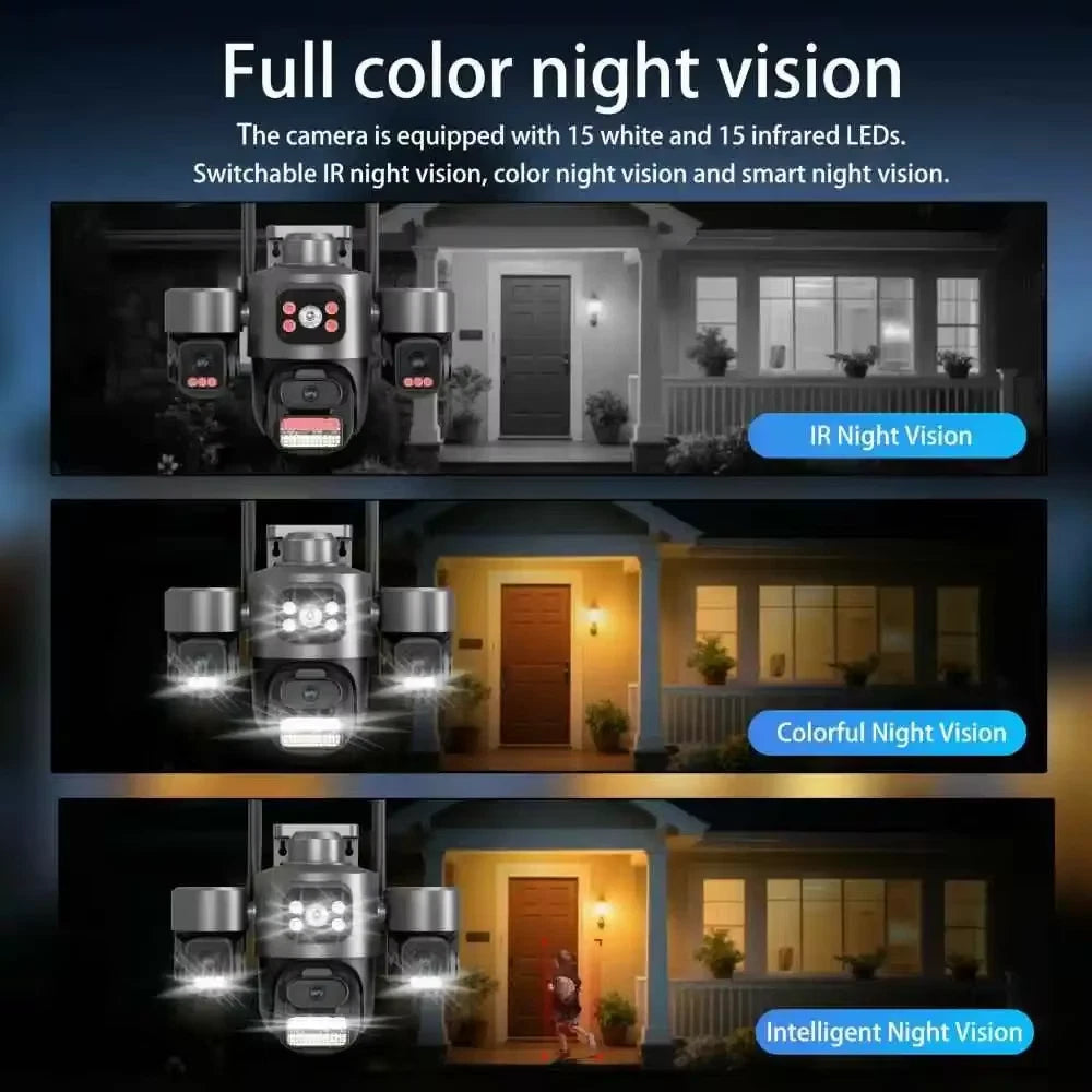 ICsee 6K HD Triple Lens PTZ Outdoor Security Camera 12MP Auto Tracking WiFi CCTV